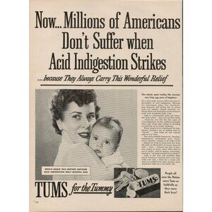 1954 TUMS for the Tummy Vintage Print Ad (L5)